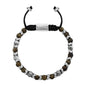 Pulsera Escamas baño de rodio, cuentas de madera de ébano y piedras de 6mm - Joyería y bisutería fina