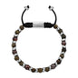Pulsera Escamas baño de rodio, cuentas de madera de ébano y piedras de 6mm - Joyería y bisutería fina