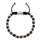Pulsera Escamas baño de rodio, cuentas de madera de ébano y piedras de 6mm - Joyería y bisutería fina
