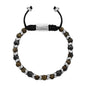 Pulsera Escamas baño de rodio, cuentas de madera de ébano y piedras de 6mm - Joyería y bisutería fina