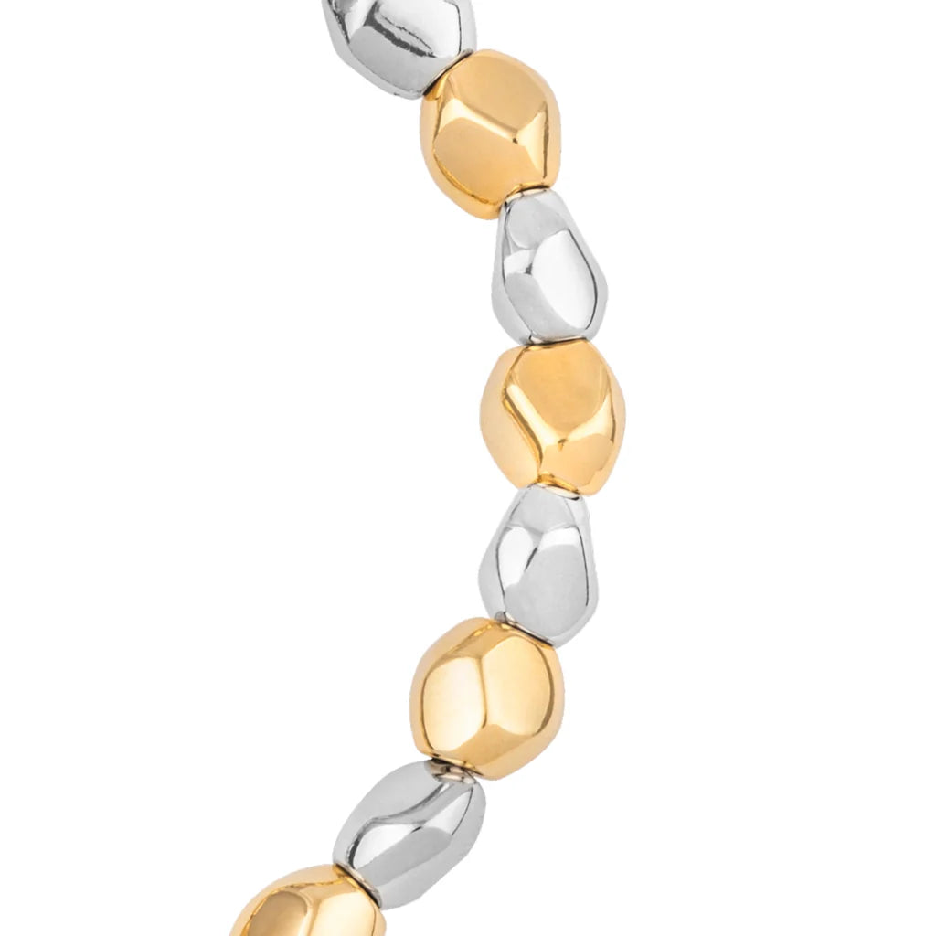 Pulsera ajustable con hilo de seda, insignia Corso y cuentas facetadas en baño de oro 22K y rodio - Joyería y bisutería fina
