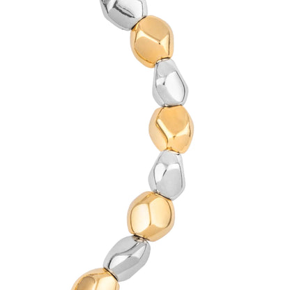 Pulsera ajustable con hilo de seda, insignia Corso y cuentas facetadas en baño de oro 22K y rodio - Joyería y bisutería fina