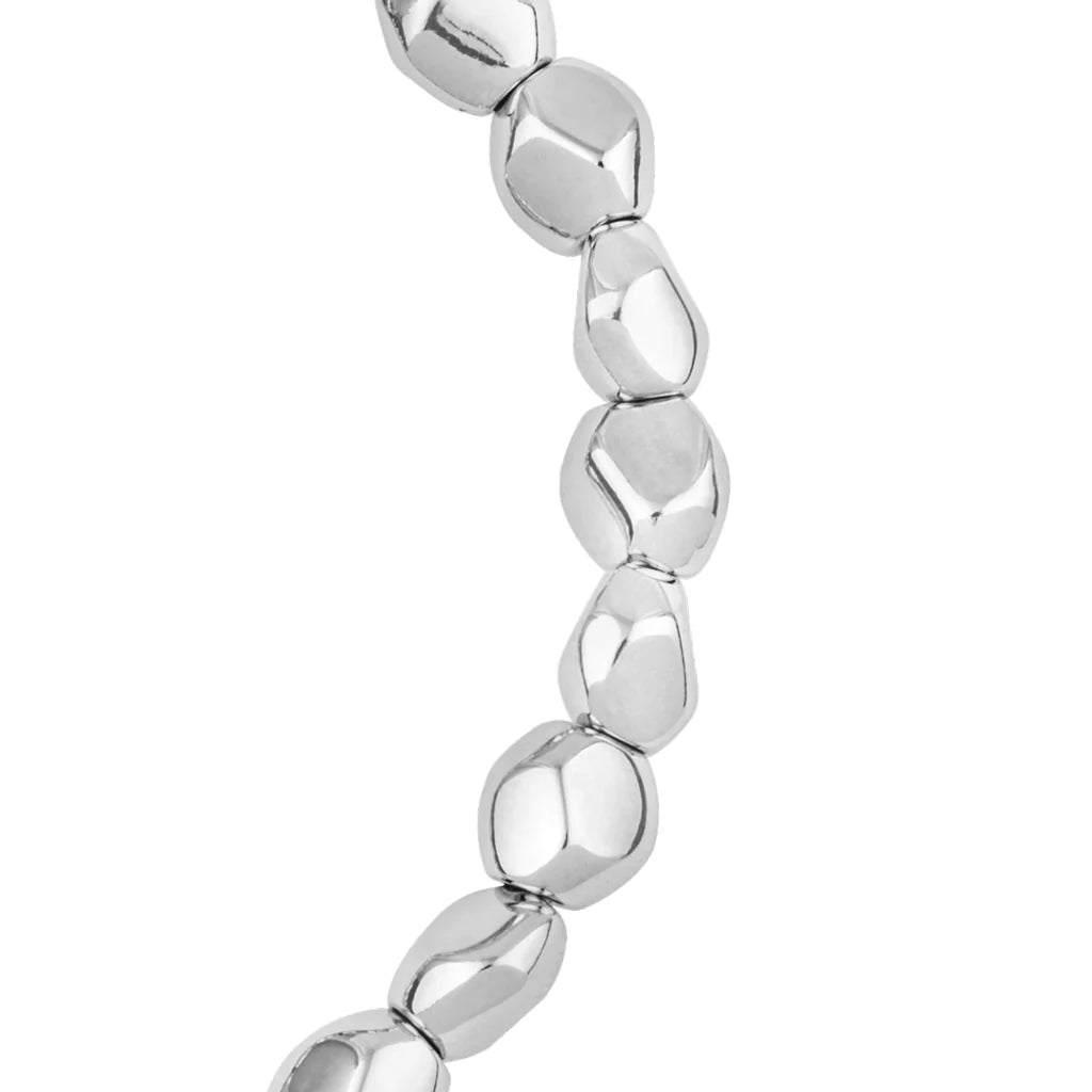 Pulsera ajustable con hilo de seda, insignia Corso y cuentas facetadas en baño de rodio - Joyería y bisutería fina