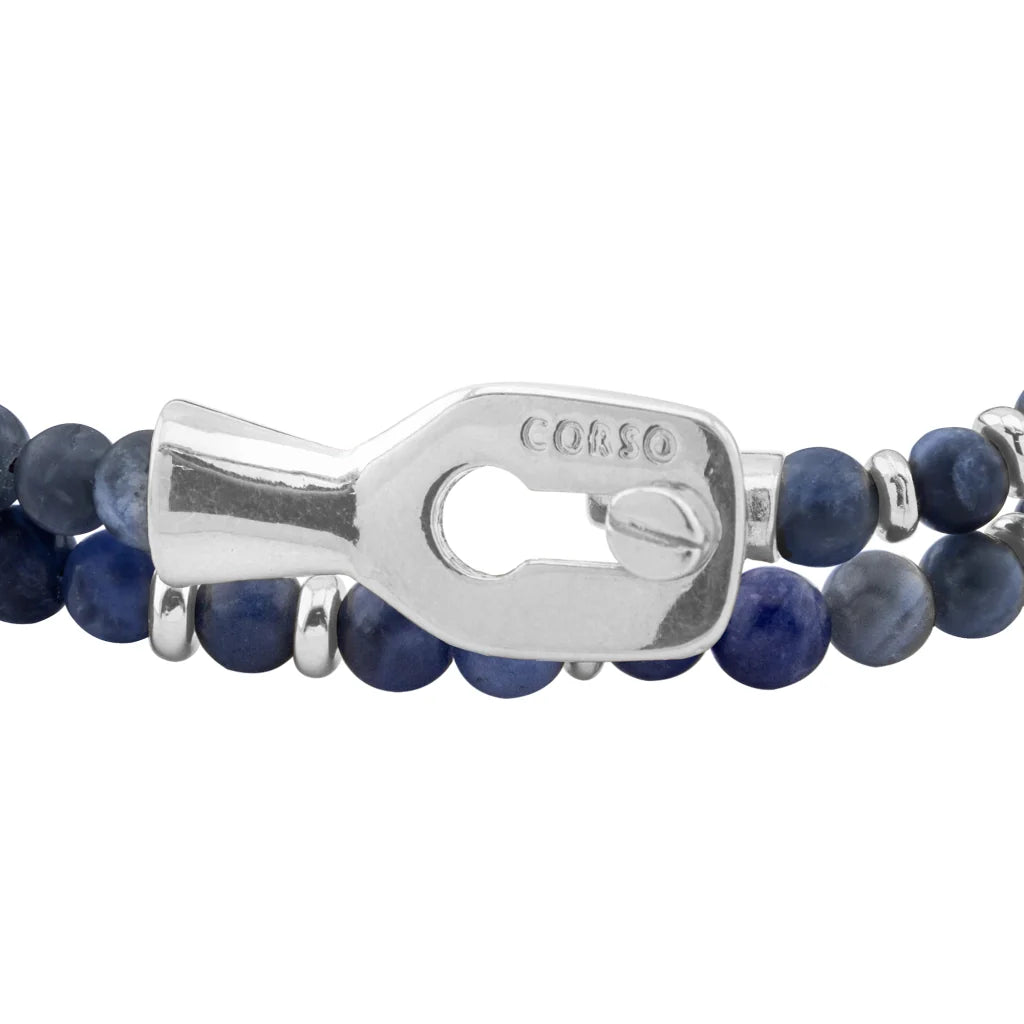 Pulsera con piedras 4mm, mini donas y broche en baño de rodio - Joyería y bisutería fina