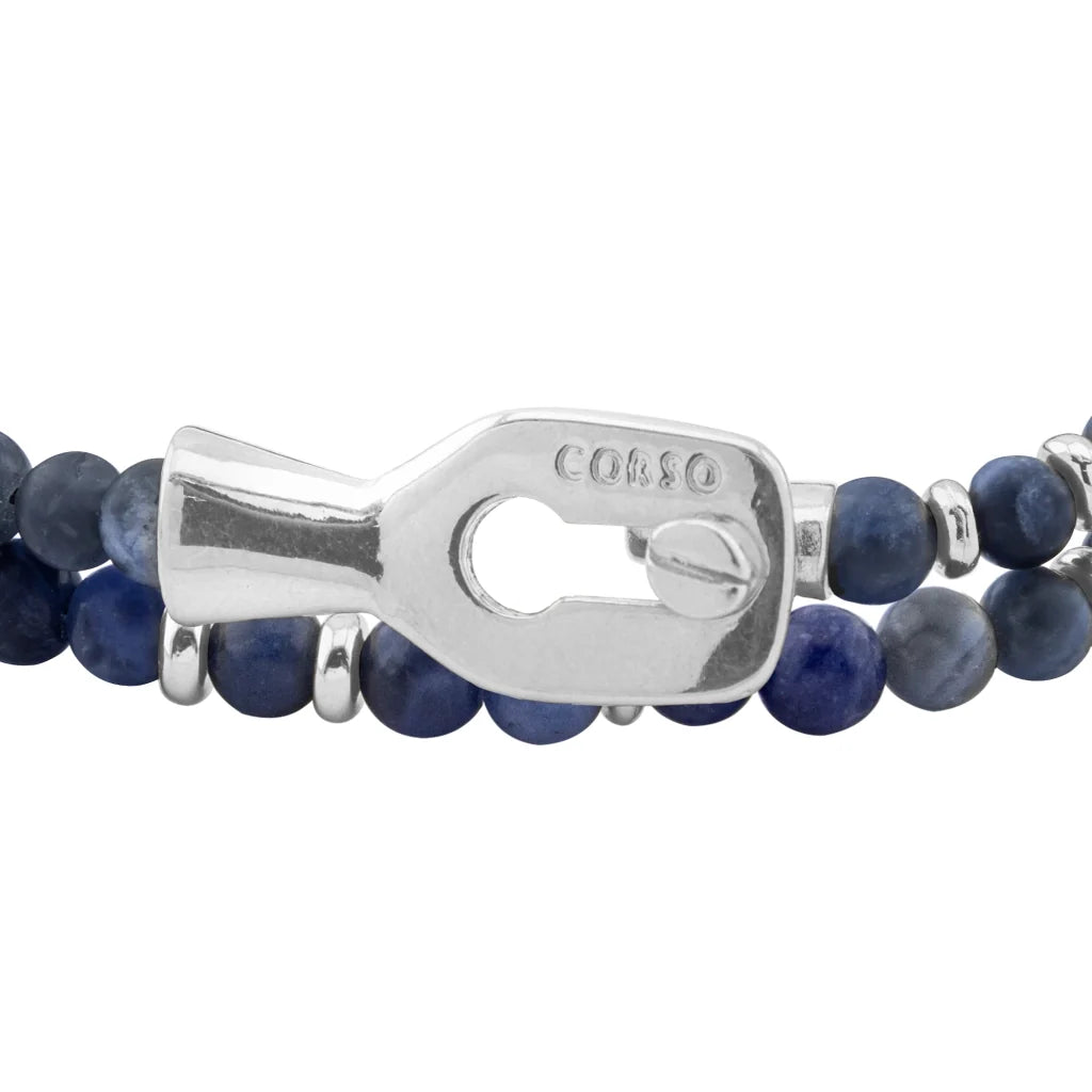 Pulsera con piedras 4mm, mini donas y broche en baño de rodio - Joyería y bisutería fina