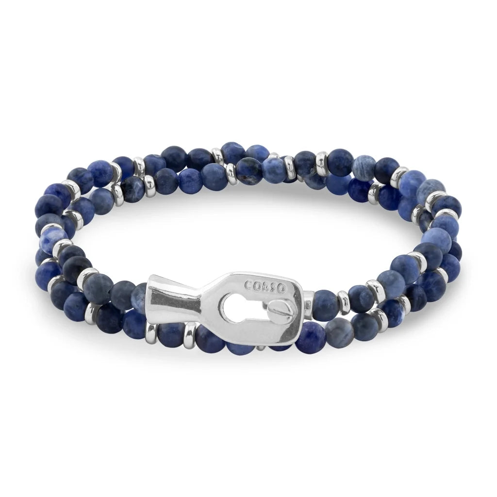 Pulsera con piedras 4mm, mini donas y broche en baño de rodio - Joyería y bisutería fina
