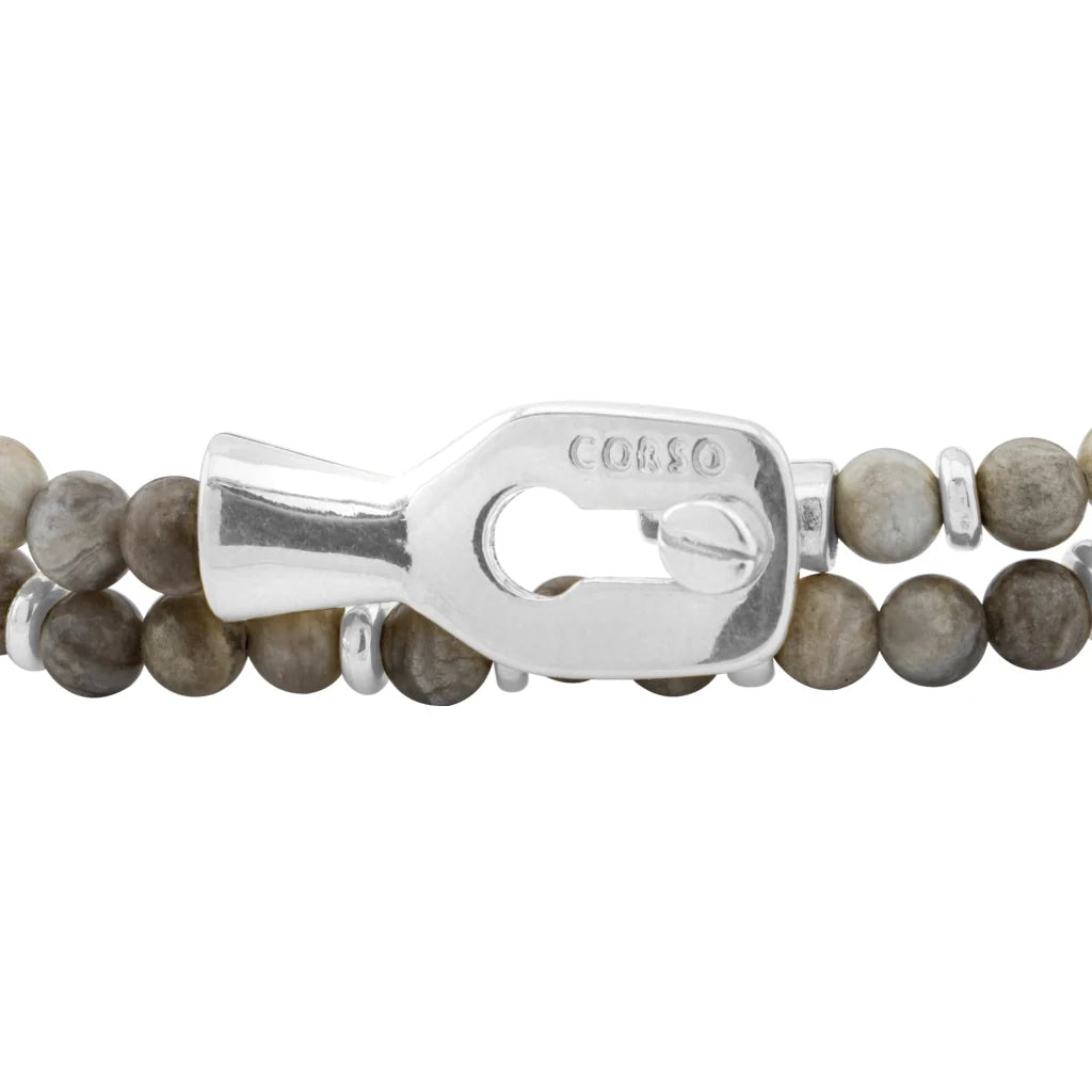 Pulsera con piedras 4mm, mini donas y broche en baño de rodio - Joyería y bisutería fina