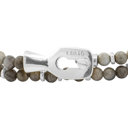 Pulsera con piedras 4mm, mini donas y broche en baño de rodio - Joyería y bisutería fina