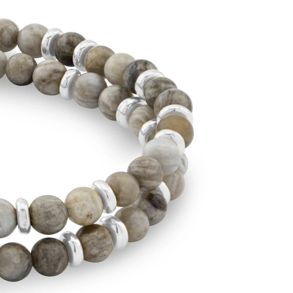 Pulsera con piedras 4mm, mini donas y broche en baño de rodio - Joyería y bisutería fina