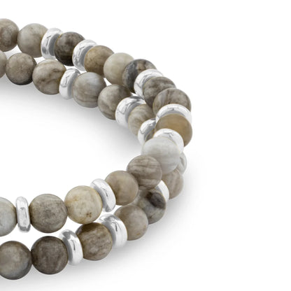 Pulsera con piedras 4mm, mini donas y broche en baño de rodio - Joyería y bisutería fina