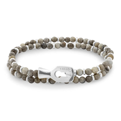 Pulsera con piedras 4mm, mini donas y broche en baño de rodio - Joyería y bisutería fina