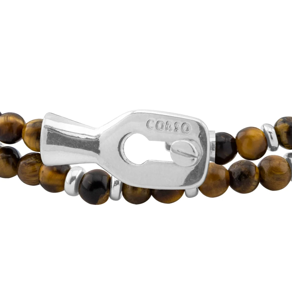 Pulsera con piedras 4mm, mini donas y broche en baño de rodio - Joyería y bisutería fina