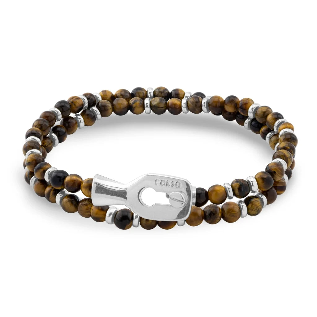 Pulsera con piedras 4mm, mini donas y broche en baño de rodio - Joyería y bisutería fina