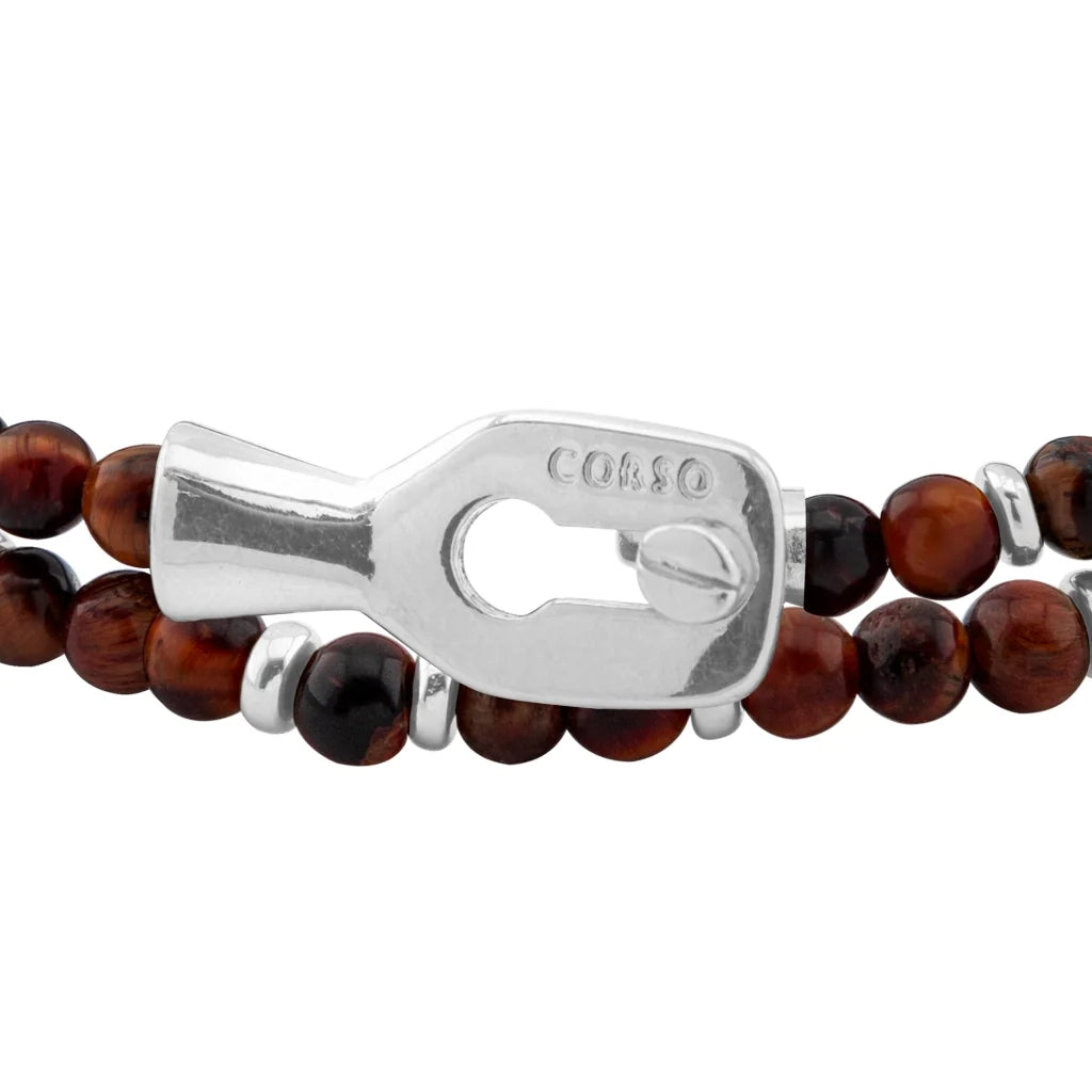 Pulsera con piedras 4mm, mini donas y broche en baño de rodio - Joyería y bisutería fina