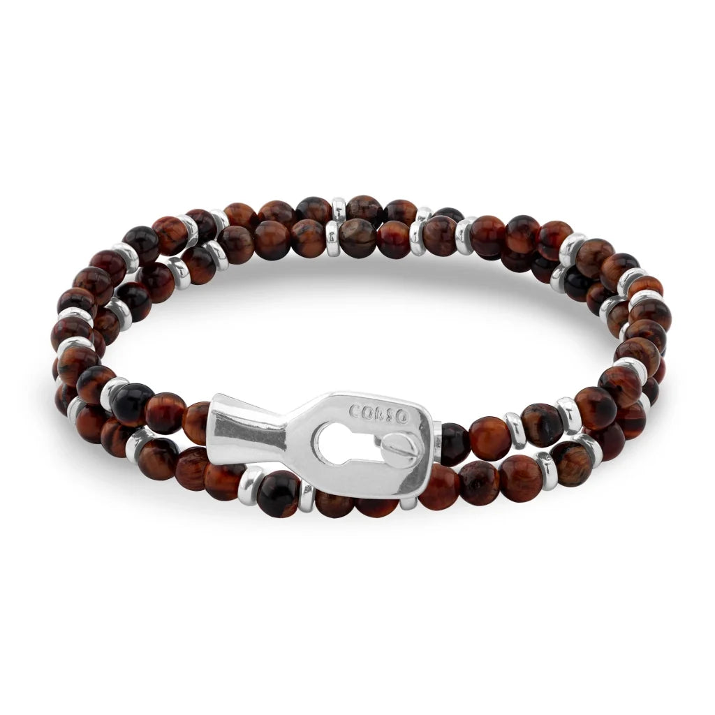Pulsera con piedras 4mm, mini donas y broche en baño de rodio - Joyería y bisutería fina