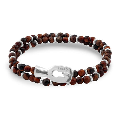 Pulsera con piedras 4mm, mini donas y broche en baño de rodio - Joyería y bisutería fina