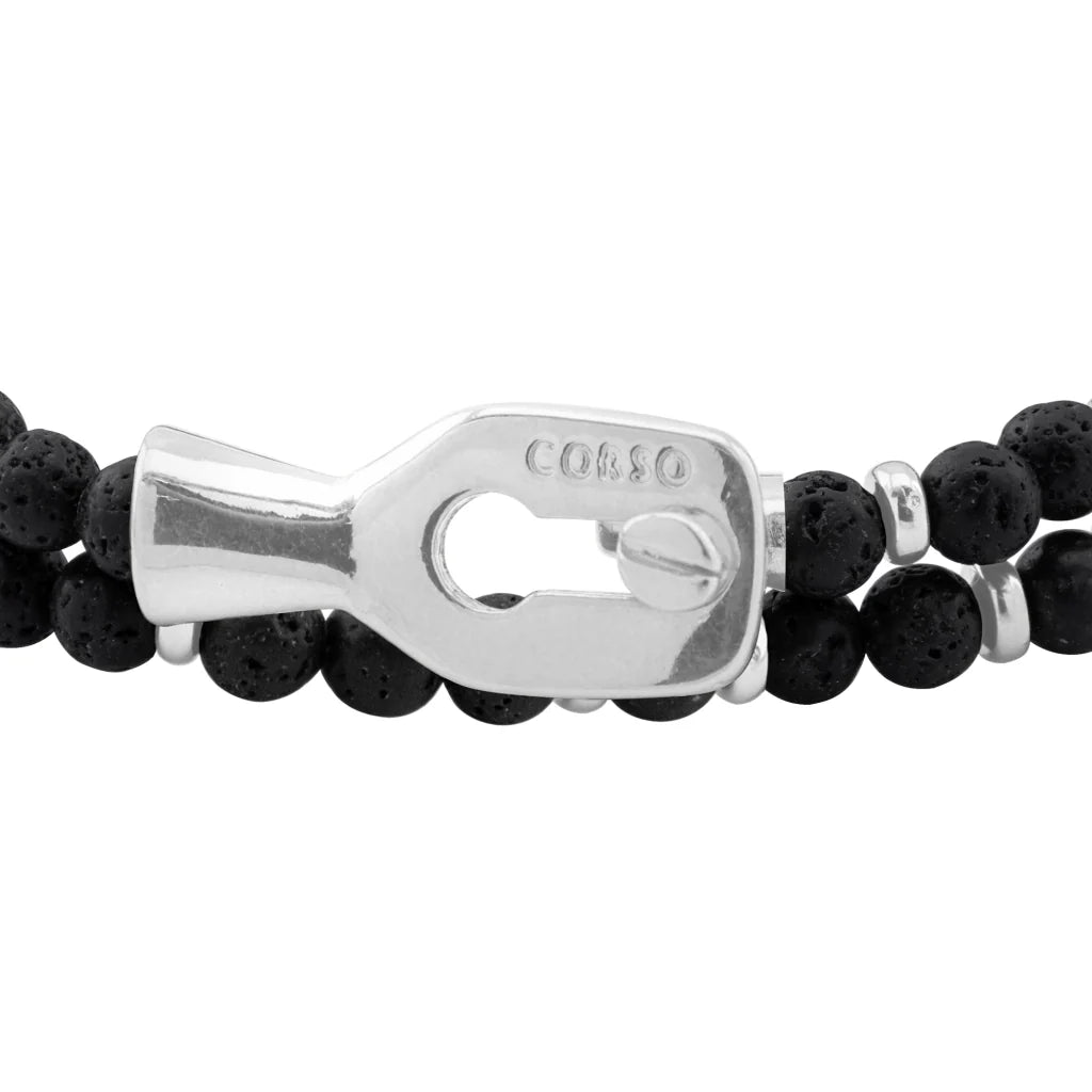 Pulsera con piedras 4mm, mini donas y broche en baño de rodio - Joyería y bisutería fina