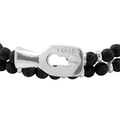 Pulsera con piedras 4mm, mini donas y broche en baño de rodio - Joyería y bisutería fina