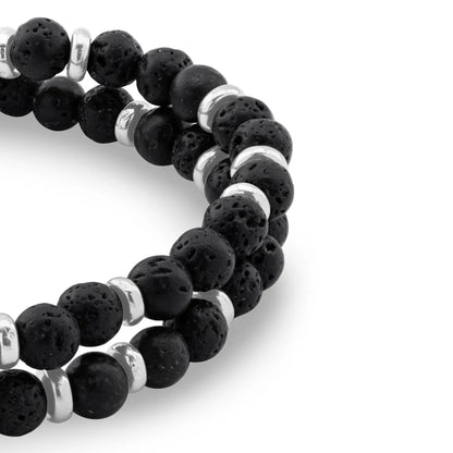 Pulsera con piedras 4mm, mini donas y broche en baño de rodio - Joyería y bisutería fina