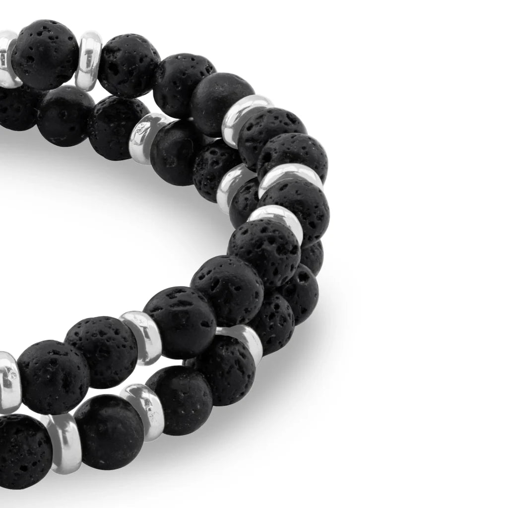 Pulsera con piedras 4mm, mini donas y broche en baño de rodio - Joyería y bisutería fina