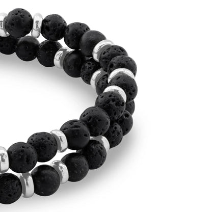 Pulsera con piedras 4mm, mini donas y broche en baño de rodio - Joyería y bisutería fina