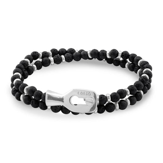 Pulsera con piedras 4mm, mini donas y broche en baño de rodio - Joyería y bisutería fina