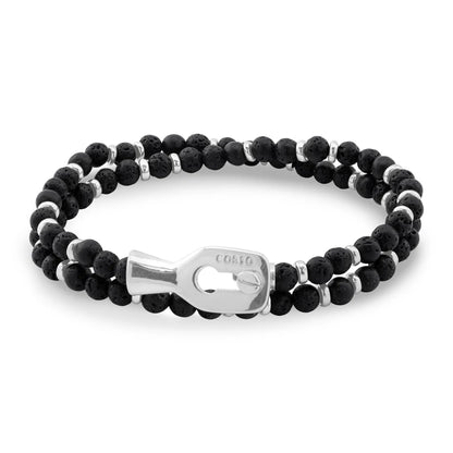 Pulsera con piedras 4mm, mini donas y broche en baño de rodio - Joyería y bisutería fina