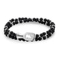 Pulsera con piedras 4mm, mini donas y broche en baño de rodio - Joyería y bisutería fina