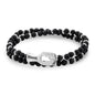 Pulsera con piedras 4mm, mini donas y broche en baño de rodio - Joyería y bisutería fina