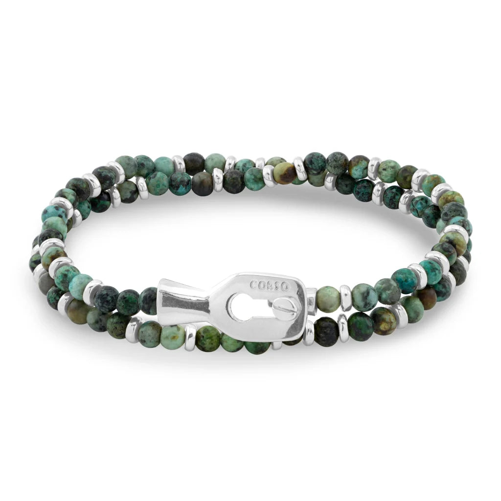 Pulsera con piedras 4mm, mini donas y broche en baño de rodio - Joyería y bisutería fina