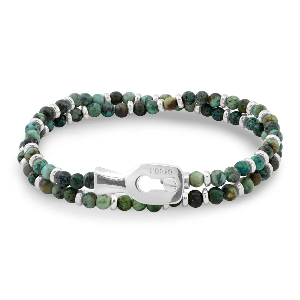 Pulsera con piedras 4mm, mini donas y broche en baño de rodio - Joyería y bisutería fina