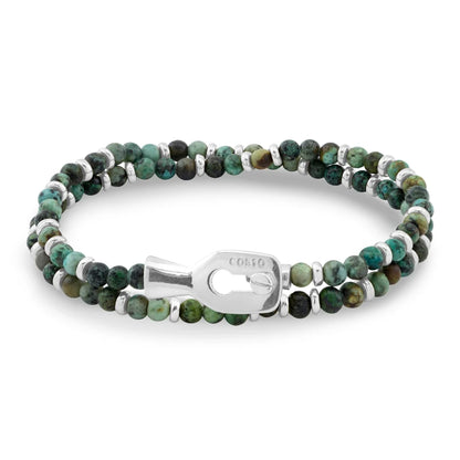 Pulsera con piedras 4mm, mini donas y broche en baño de rodio - Joyería y bisutería fina