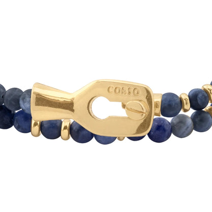 Pulsera con piedras de 4mm, con mini donas y broche en baño de oro de 22K - Joyería y bisutería fina