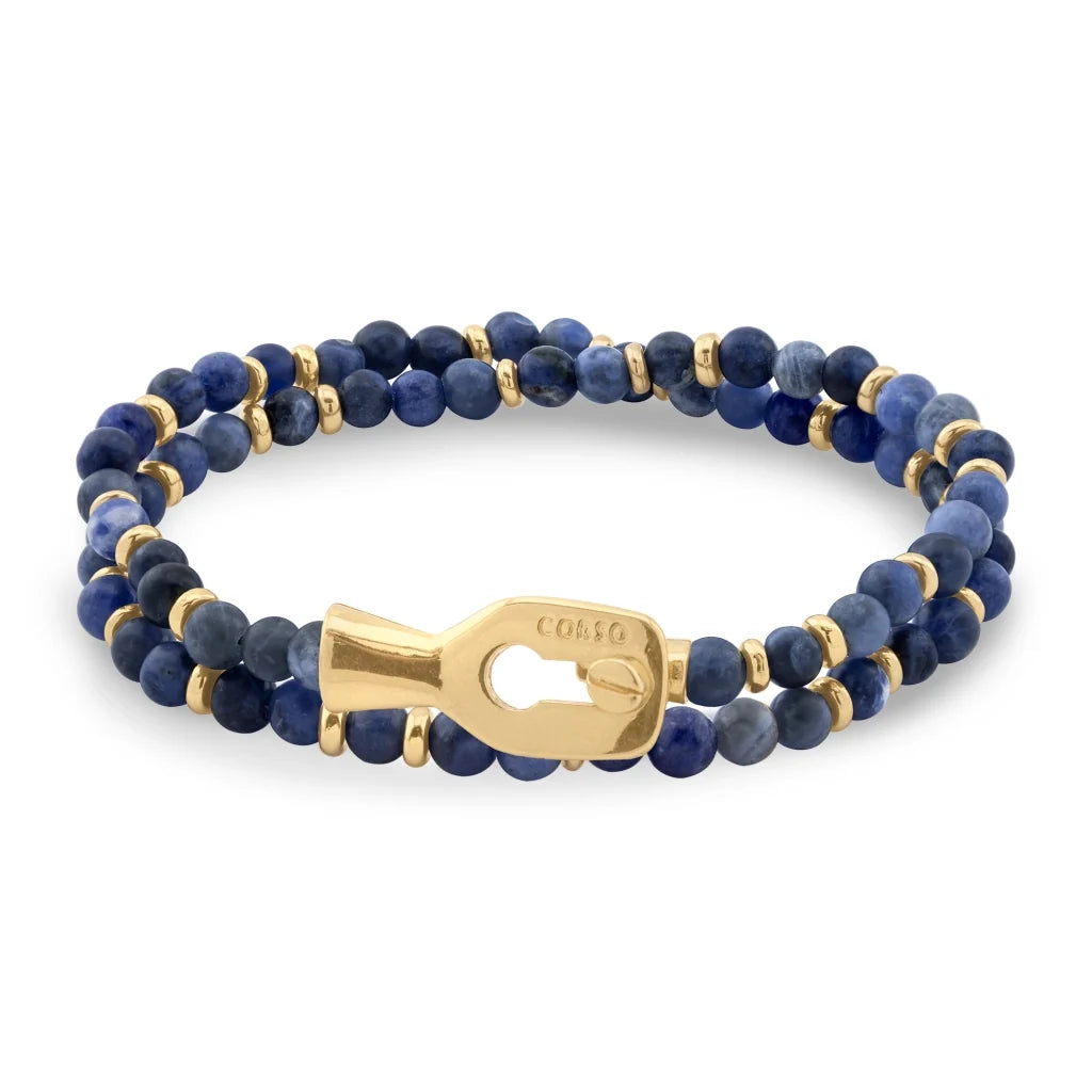 Pulsera con piedras de 4mm, con mini donas y broche en baño de oro de 22K - Joyería y bisutería fina
