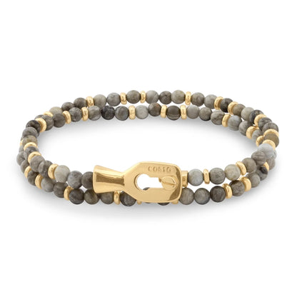 Pulsera con piedras de 4mm, con mini donas y broche en baño de oro de 22K - Joyería y bisutería fina