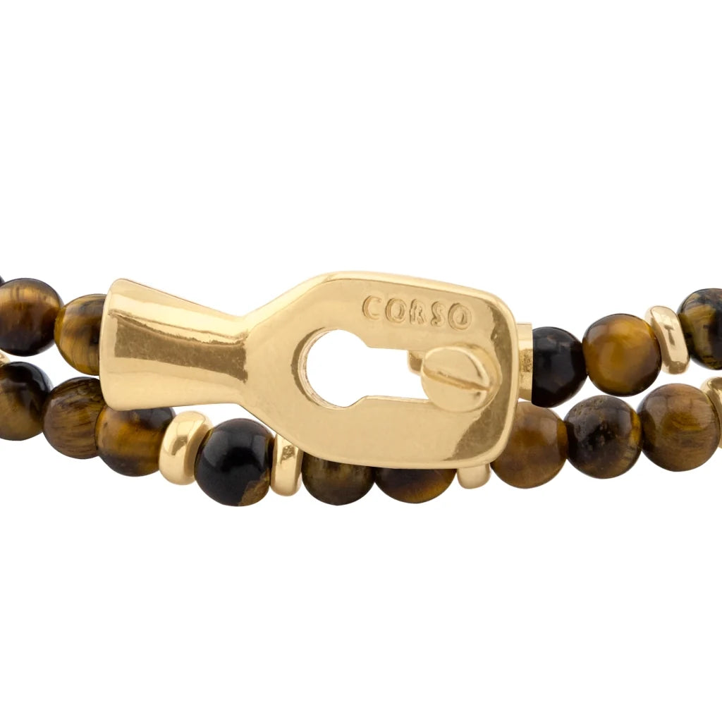Pulsera con piedras de 4mm, con mini donas y broche en baño de oro de 22K - Joyería y bisutería fina
