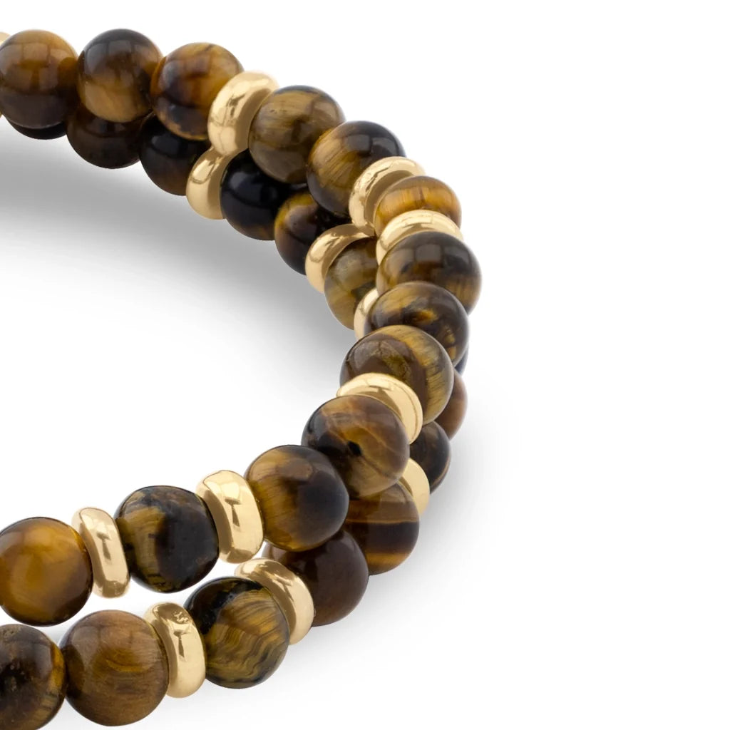 Pulsera con piedras de 4mm, con mini donas y broche en baño de oro de 22K - Joyería y bisutería fina