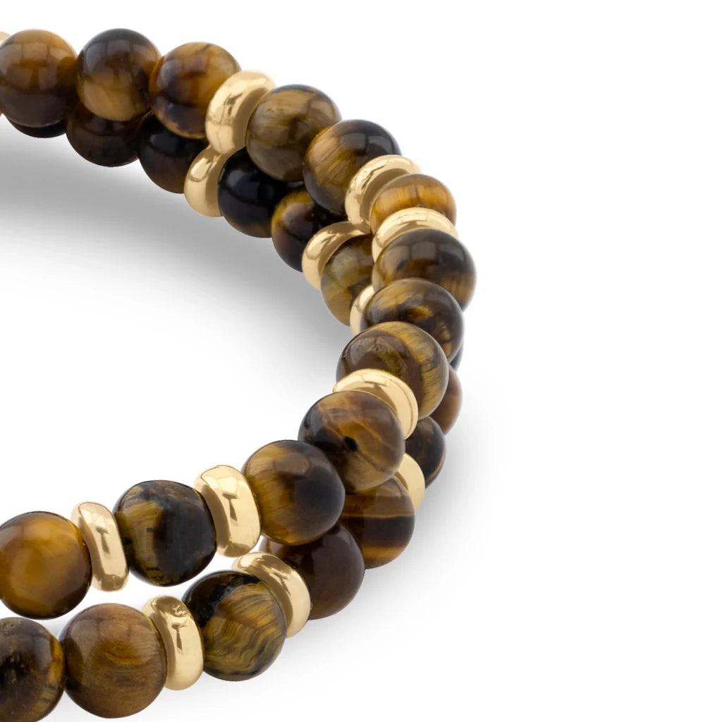 Pulsera con piedras de 4mm, con mini donas y broche en baño de oro de 22K - Joyería y bisutería fina