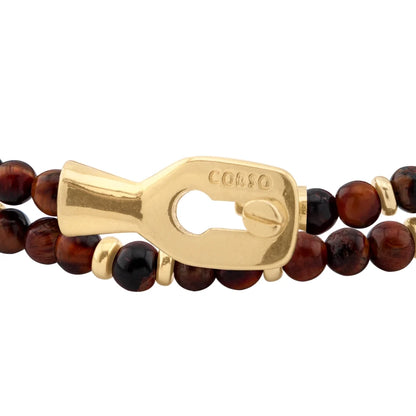 Pulsera con piedras de 4mm, con mini donas y broche en baño de oro de 22K - Joyería y bisutería fina