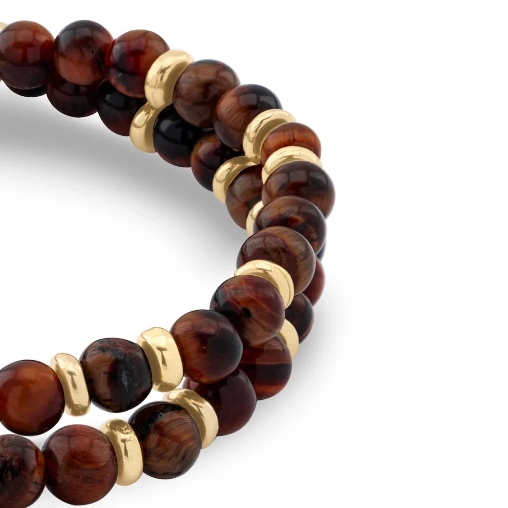 Pulsera con piedras de 4mm, con mini donas y broche en baño de oro de 22K - Joyería y bisutería fina
