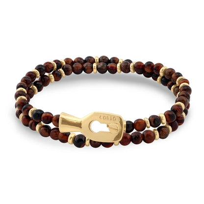 Pulsera con piedras de 4mm, con mini donas y broche en baño de oro de 22K - Joyería y bisutería fina