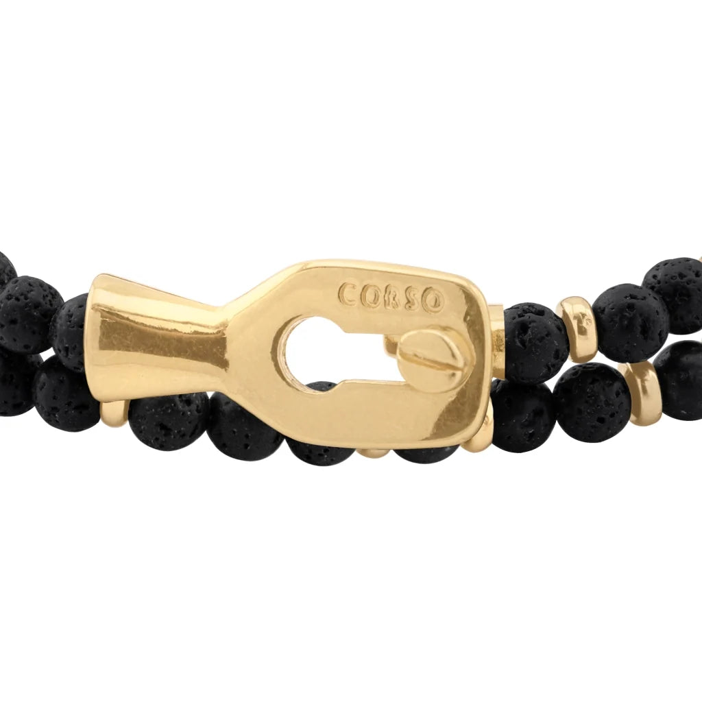Pulsera con piedras de 4mm, con mini donas y broche en baño de oro de 22K - Joyería y bisutería fina