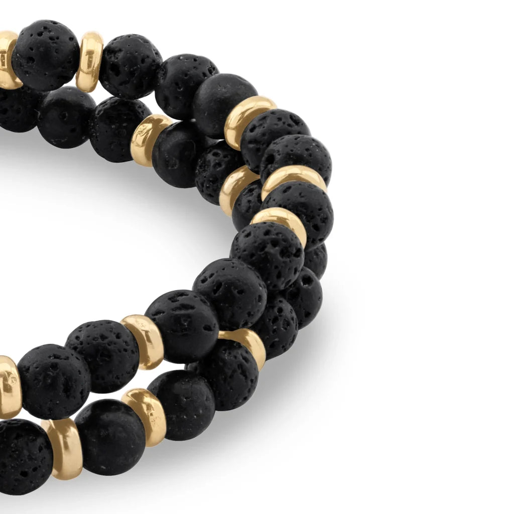 Pulsera con piedras de 4mm, con mini donas y broche en baño de oro de 22K - Joyería y bisutería fina