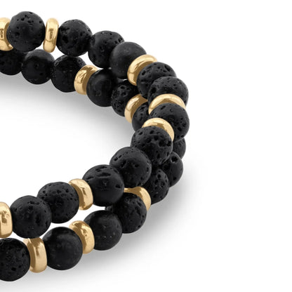 Pulsera con piedras de 4mm, con mini donas y broche en baño de oro de 22K - Joyería y bisutería fina