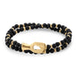 Pulsera con piedras de 4mm, con mini donas y broche en baño de oro de 22K - Joyería y bisutería fina
