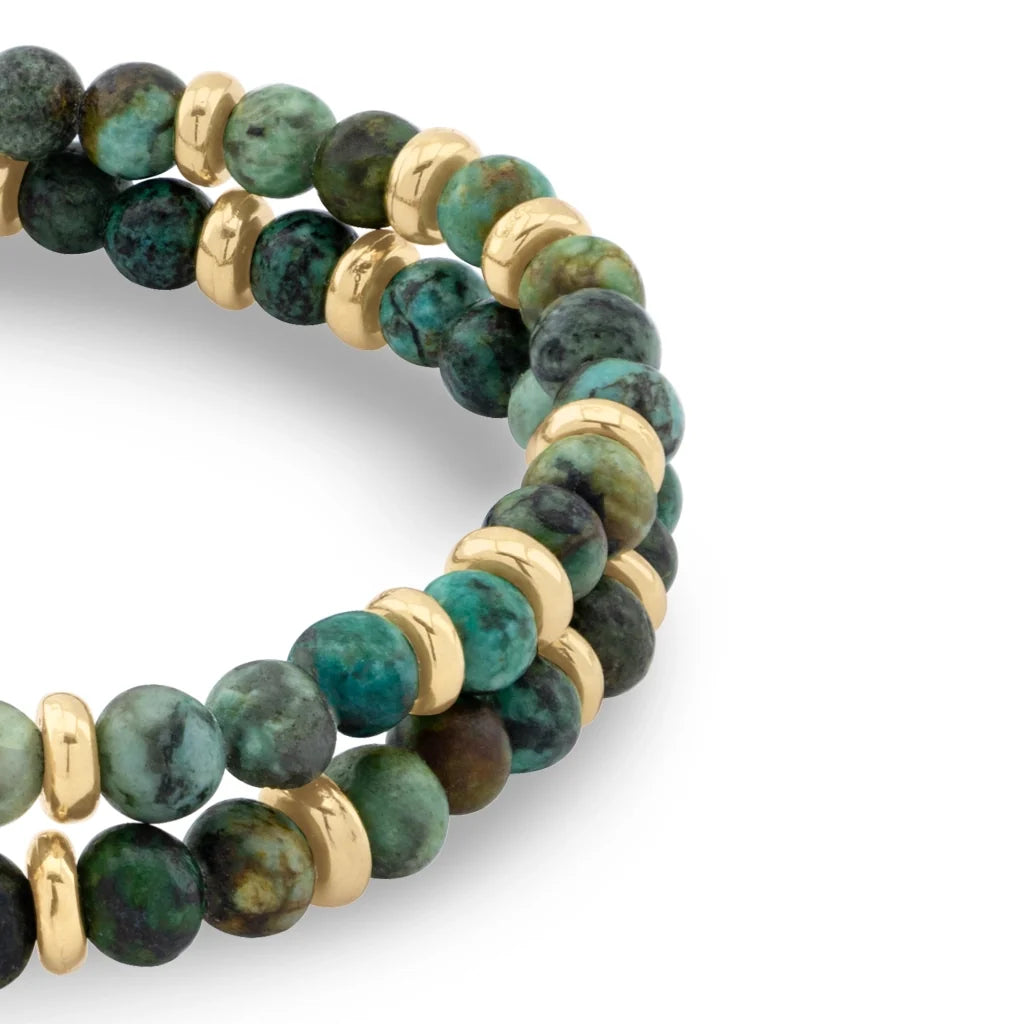 Pulsera con piedras de 4mm, con mini donas y broche en baño de oro de 22K - Joyería y bisutería fina
