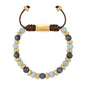 Pulsera ajustable, con piedras naturales de 6mm, baño de oro 22K - Joyería y bisutería fina