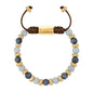 Pulsera ajustable, con piedras naturales de 6mm, baño de oro 22K - Joyería y bisutería fina