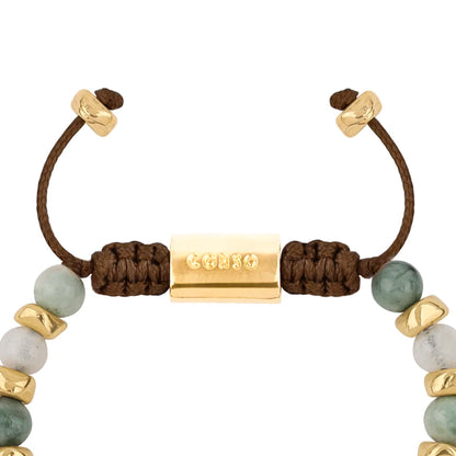 Pulsera ajustable, con piedras naturales de 6mm, baño de oro 22K - Joyería y bisutería fina