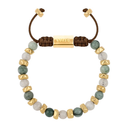 Pulsera ajustable, con piedras naturales de 6mm, baño de oro 22K - Joyería y bisutería fina